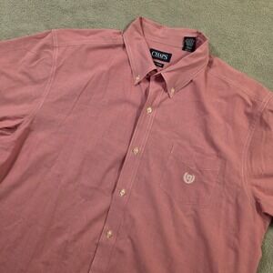 Chaps Mens XXL Short Sleeve Button Down Shirt Raspberry Sherbet Pink Easy Care